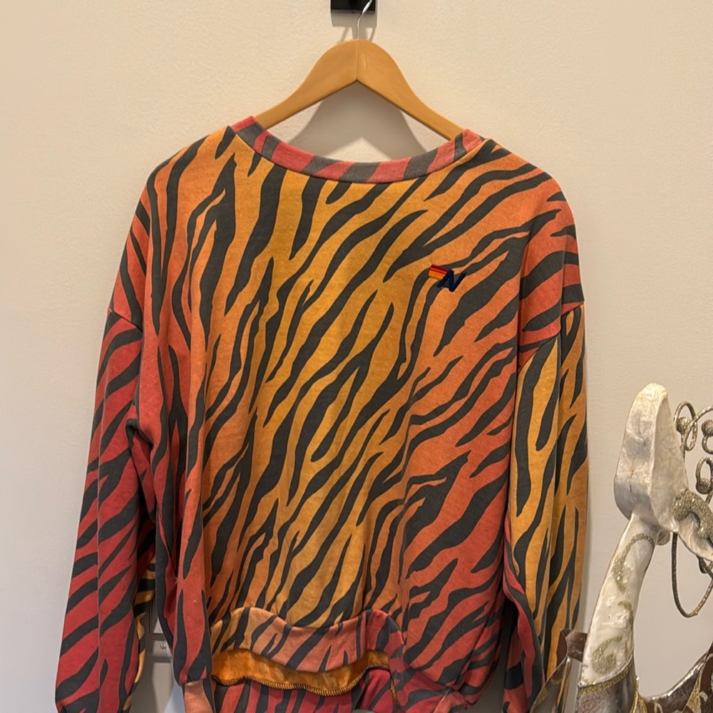 Aviator Nation Classic Crew Neck Sweatshirt in Tiger